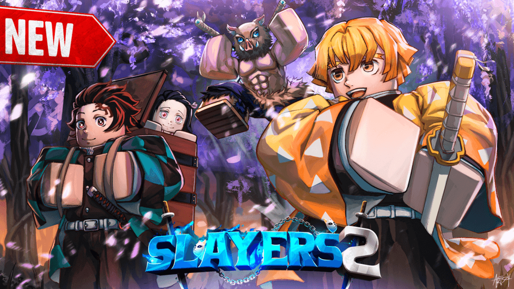 Slayers 2 official art — thunder breathing slayer in a wisteria forest