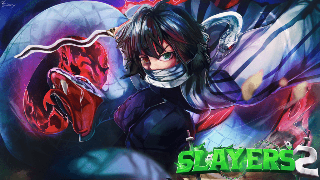 Slayers 2 serpent breathing art with a red snake spirit coiled around a slayer